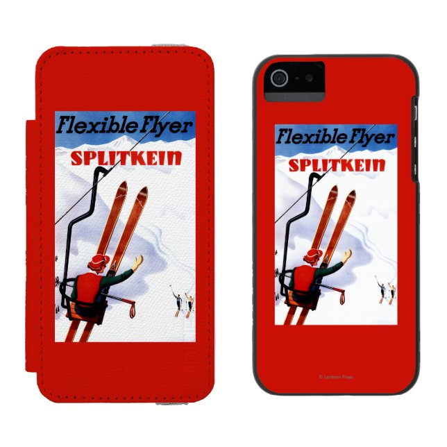 Flexibler Flyer Splitkein hölzerner SkisPromo Incipio iPhone Geldbeutel-Hülle (Seite an Seite)