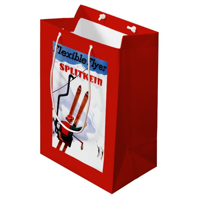 Flexibler Flyer Splitkein hölzerner SkisPromo Mittlere Geschenktüte (Vorderseite Schrägansicht)