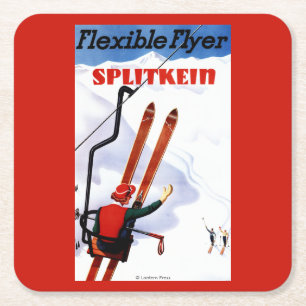 Flexibler Flyer Splitkein hölzerner SkisPromo Rechteckiger Pappuntersetzer