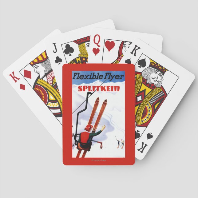 Flexibler Flyer Splitkein hölzerner SkisPromo Spielkarten (Rückseite)