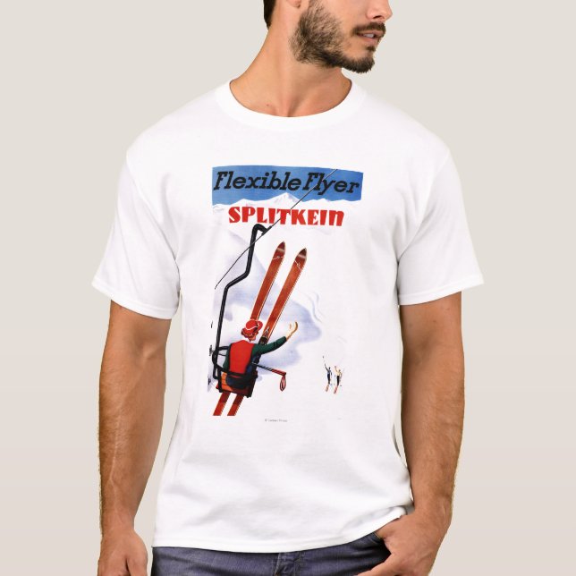 Flexibler Flyer Splitkein hölzerner SkisPromo T-Shirt (Vorderseite)