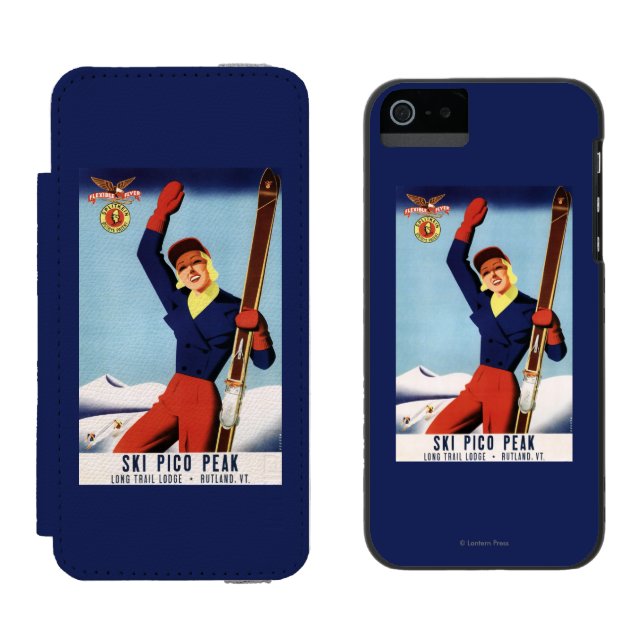 Flexibles Flyer Button-Oben Skifahren-Mädchen Incipio iPhone Geldbeutel-Hülle (Seite an Seite)