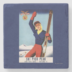 Flexibles Flyer Button-Oben Skifahren-Mädchen Steinuntersetzer