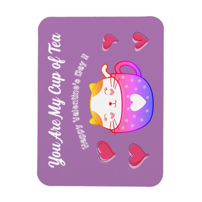 Flexibles Foto Magnet mit einer Katze in einer Tee (Vertikal)