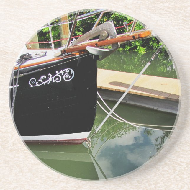 Flicka Sailboat Bow Sprit Sandstone Untersetzer (Vorne)