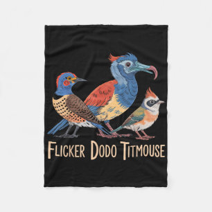 Flicker Dodo Titmouse Bird liebt lustige Grafik Fleecedecke