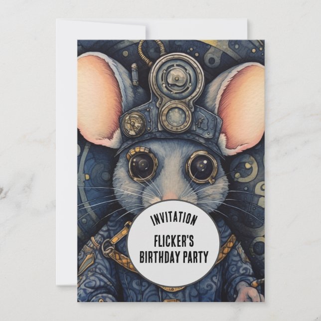 Flicker Squeakleton Steampunk Animal Individuelle  Einladung (Vorderseite)