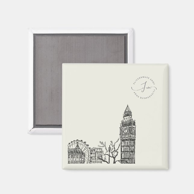 Flickermuse Mocha Mousse Tone Sketch Magnet (Vorderseite/Rückseite)