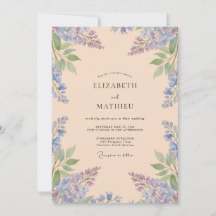 Flieder-Aprikosen-Wisterien-Hochzeit Einladung