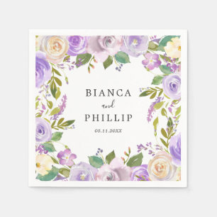 Flieder-Aquarell-Blumen Elegante Hochzeit Serviette