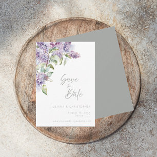 Flieder Aquarell Blumen Elegante Save the Date Kar Dankeskarte