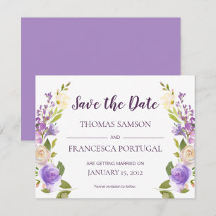 Flieder-Aquarell-Blumenhochzeit-Save-the-Date-Kart Einladung