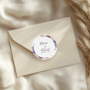 Flieder Blumen Hochzeit Name Datum Aufkleber