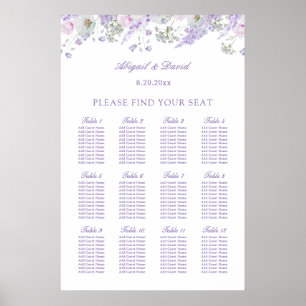 Flieder-Blumen-Hochzeit Sitzordnung Poster