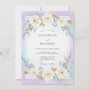 Flieder Creme Blütenromanze Hochzeit Einladung