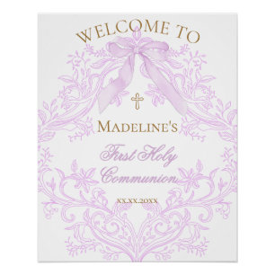 Flieder-Design First Holy Communion Willkommenssch Poster