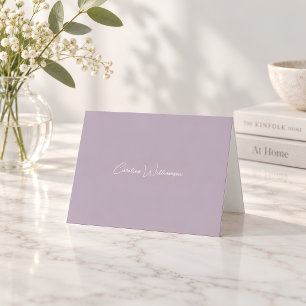 Flieder Elegante Handschrift Personalisierter Name Dankeskarte