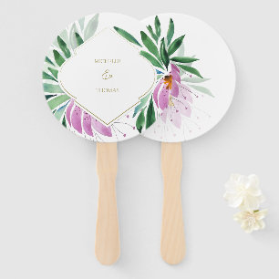 Flieder Elegantes Monogramm Wasserfarbe Floral Fächer