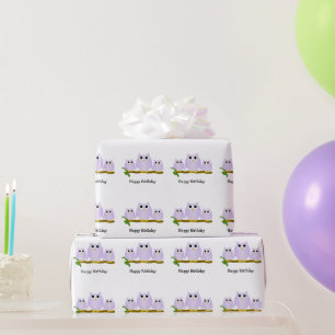 Flieder-Eulen-Design-Geburtstagsgeschenk Geschenkpapier