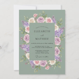 Flieder-Farbenfroher-Mint-Kranz-Hochzeit Einladung