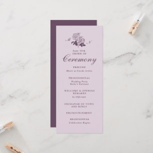 Flieder-Französisches Botanisches Hochzeitsprogram Einladung