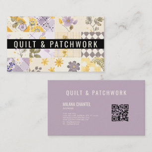 Flieder Gelbe Patchwork-Quilt-Handmade-Kleidung Visitenkarte