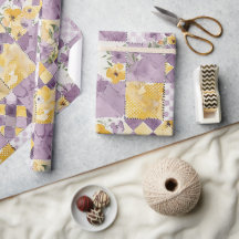 Flieder Gelber Quilt Gingham Cottagecore Floral