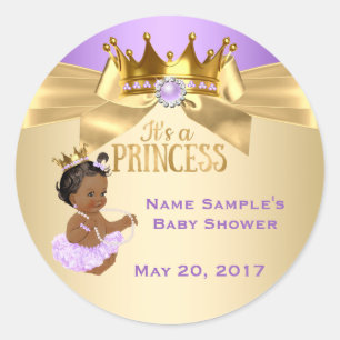 Flieder Gold Ballerina Prinzessin Baby Shower Ethn Runder Aufkleber