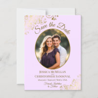 Flieder & Gold Posh Hochzeit Terminankündigung Ova
