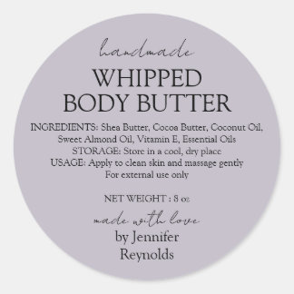 Flieder Handmade Body Butter Organisch Runder Aufkleber