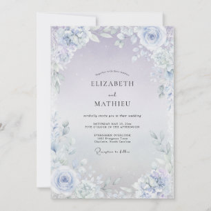 Flieder Hochzeit mit Eisblättern von Eukalyptus Einladung