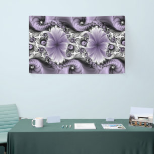 Flieder-Illusion abstrakte Blumen-Fraktal-Kunst-Fa Banner