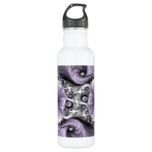 Flieder-Illusion abstrakte Blumen-Fraktal-Kunst-Fa Edelstahlflasche