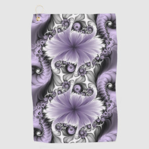 Flieder-Illusion abstrakte Blumen-Fraktal-Kunst Fa Golfhandtuch