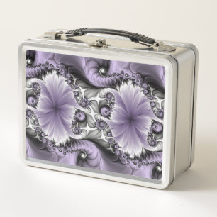 Flieder-Illusion abstrakte Blumen-Fraktal-Kunst-Fa Metall Brotdose