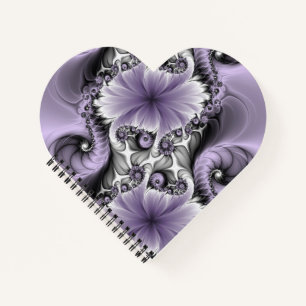 Flieder-Illusion abstrakte Blumen-Fraktal-Kunst-Fa Notizbuch