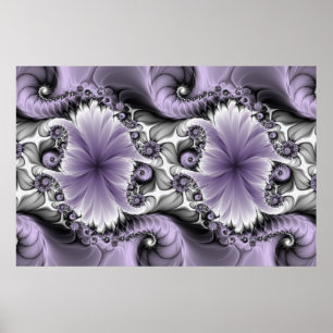 Flieder-Illusion abstrakte Blumen-Fraktal-Kunst Fa Poster