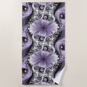 Flieder-Illusion abstrakte Blumen-Fraktal-Kunst-Fa Strandtuch