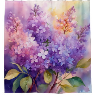 Flieder in Aquarell Duschvorhang