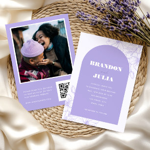 Flieder Lavendel Boho Bogen Floral Botanisches QR- Einladung