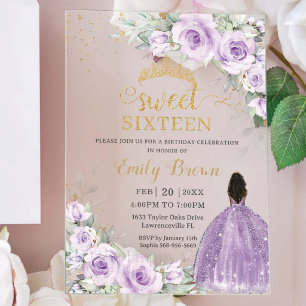 Flieder Lavendel Lila Blumen Sweet Sixteen 16 Acryleinladungen