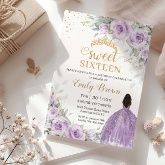 Flieder Lavendel Lila Blumen Sweet Sixteen 16 Einladung
