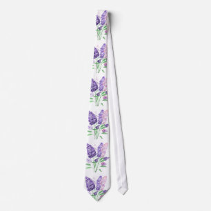 Flieder Lila Blumen Aquarell Natur Muster Krawatte