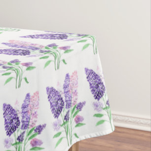 Flieder Lila Blumen Aquarell Natur Muster Tischdecke