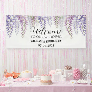 Flieder Lila Blumen Elegante Hochzeit Banner