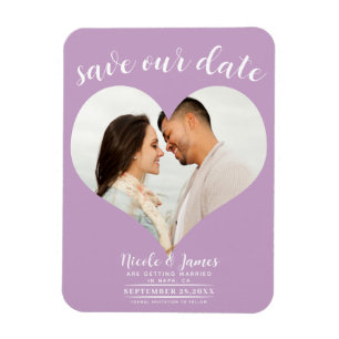Flieder Lila Herz Foto Hochzeit Save the Date Magnet