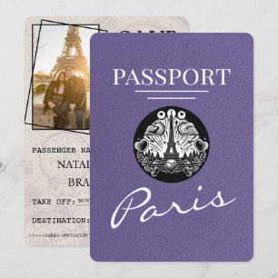 Flieder Lila Paris Reisepass Save The Date