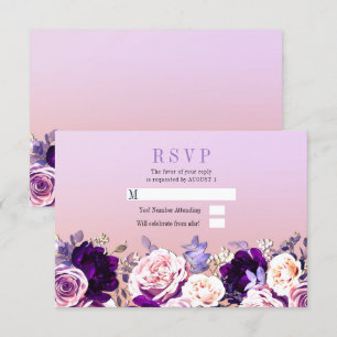 Flieder Lila und Rosa Schamesrose Florale Hochzeit Einladung