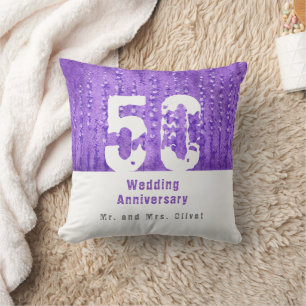Flieder-Lupinen 50. Hochzeitstag Kissen