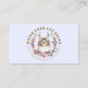 Flieder Maine Coon Katzen Grooming Salon Pet Spa Visitenkarte